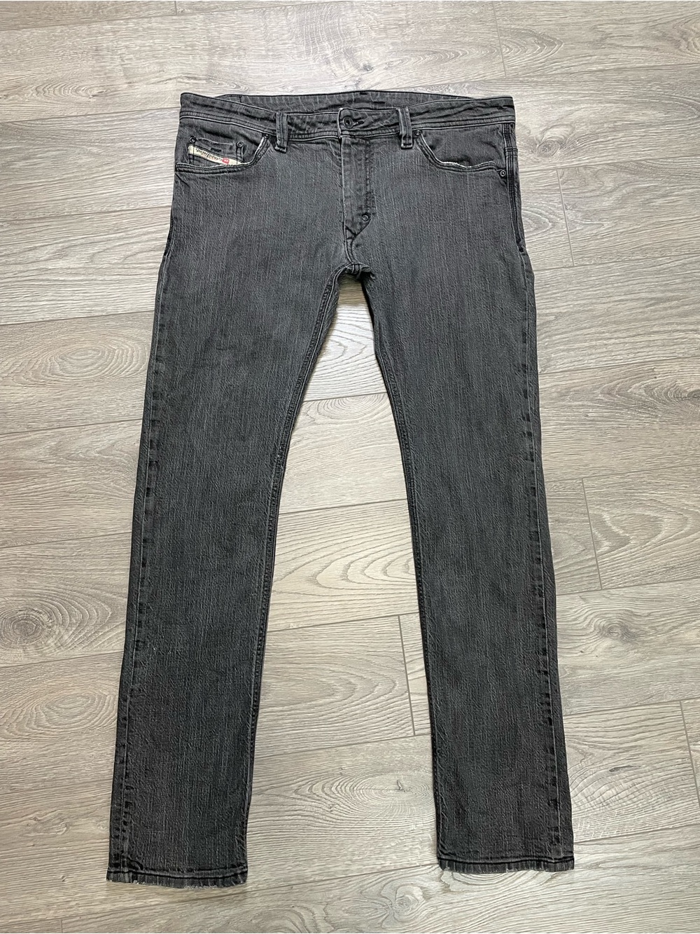 Diesel Thanaz Slim Gray Jeans Made in Italy Size 38x32.5 Vintage Wash Denim